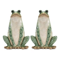 10.5" Ceramic Garden Frog Statues, 2ct.