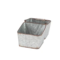 16" Silver Metal Farmhouse 2-Pot Planter