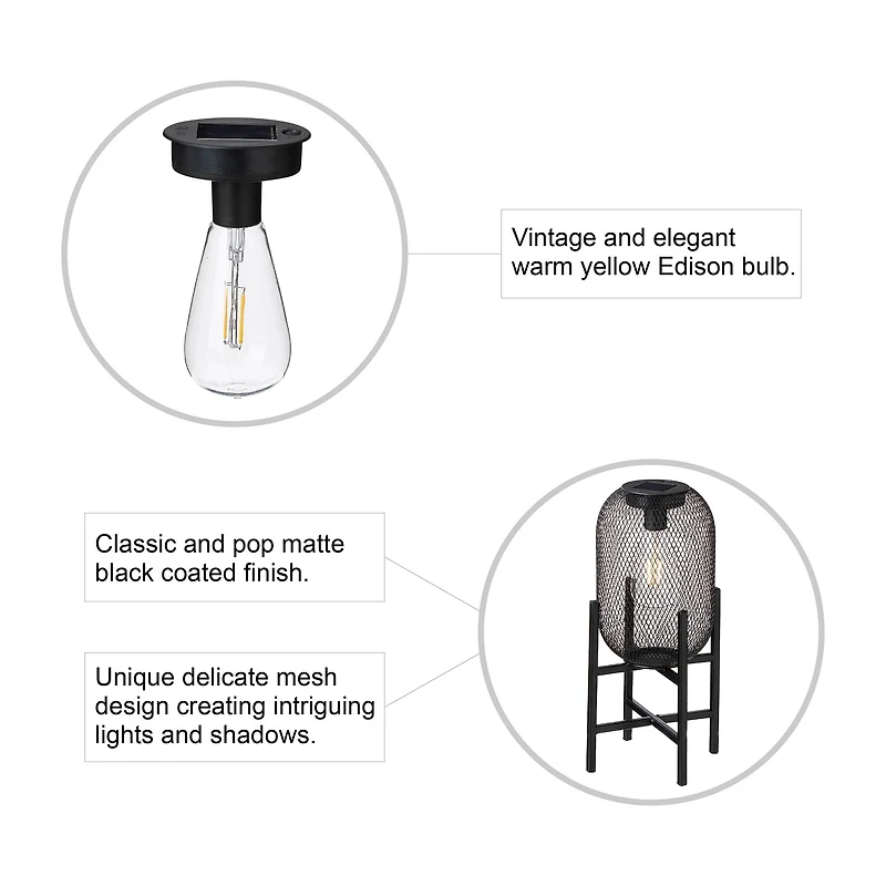 Glitzhome® 14" Metal Mesh Solar Powered Lantern with Stand