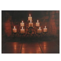 LED Flickering Candles In Fireplace Canvas Wall Art