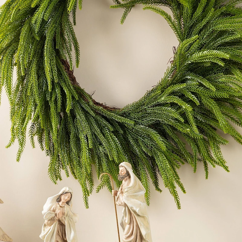 Glitzhome® 28"D Christmas Greenery PE Wreath