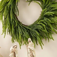 Glitzhome® 28"D Christmas Greenery PE Wreath
