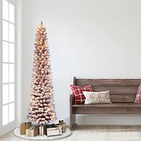 6.5ft. Pre-Lit Flocked Fashion Purple Artificial Christmas Tree, Clear Incandescent Lights
