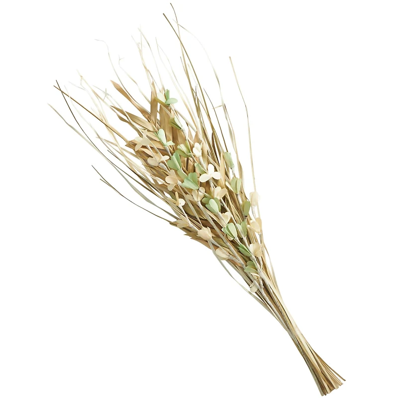 38" Beige & Green Dried Plant Floral Grass Bouquet Palm Leaf Natural Foliage
