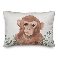 Baby Monkey In Leaves 20" x 14" Throw Pillow