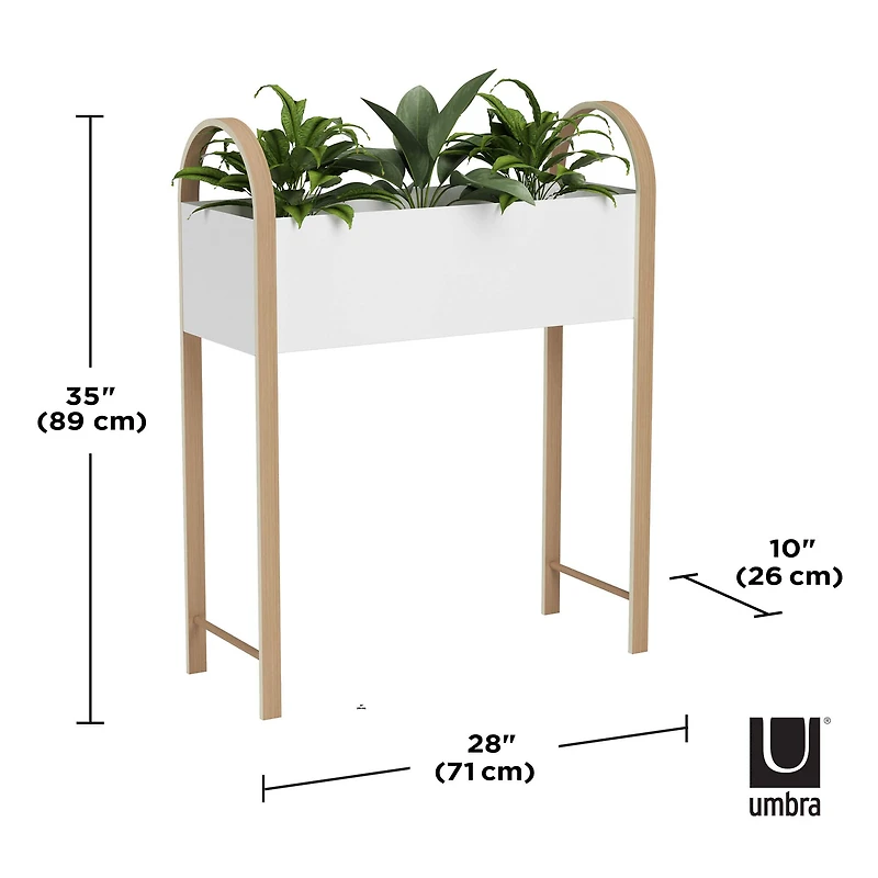 Umbra White & Natural Bellwood Elevated Garden Bed & Storage Box