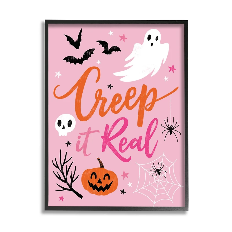 Stupell Industries Creep It Real Pink Halloween Phrase Framed Giclee Art