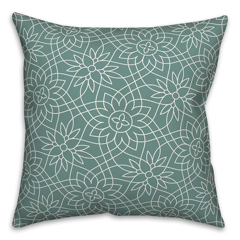 Teal Florals Throw Pillow