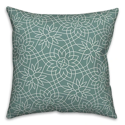 Teal Florals Throw Pillow