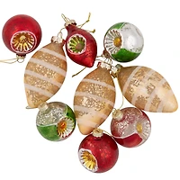 9ct. 2-Finish Silver & Red Glass Retro Reflector Ornaments