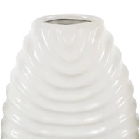 White Ceramic Dimensional Ribbed Vase with Varying Shapes Set