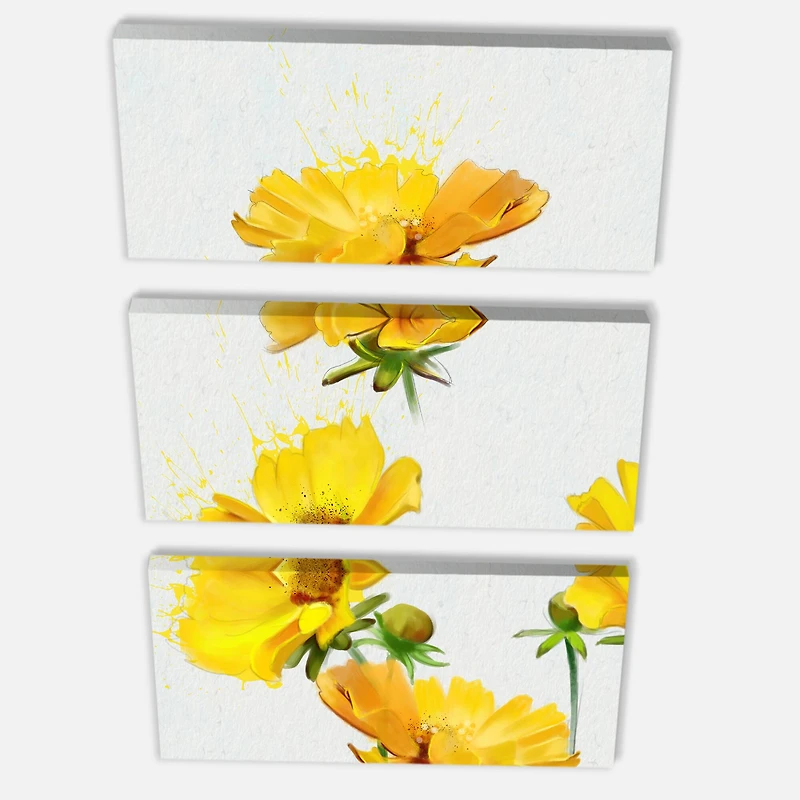 Designart - Beautiful Yellow Flowers on White