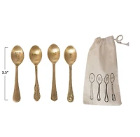 Hello Honey® 5.5" Brass Spoons with Engraved Saying Set