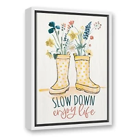 Slow Down Enjoy Life White Floating Framed Canvas Wall Art