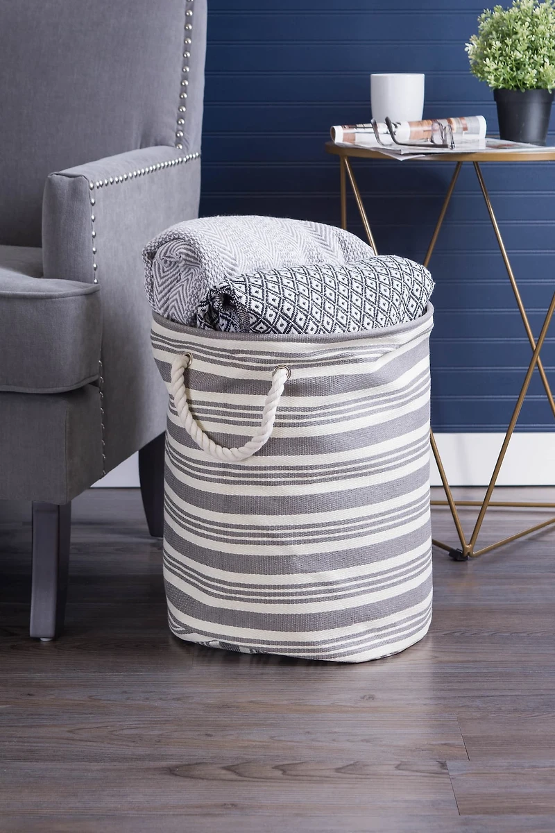 DII® Urban Stripe Gray Round Storage Bin