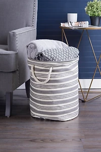 DII® Urban Stripe Gray Round Storage Bin