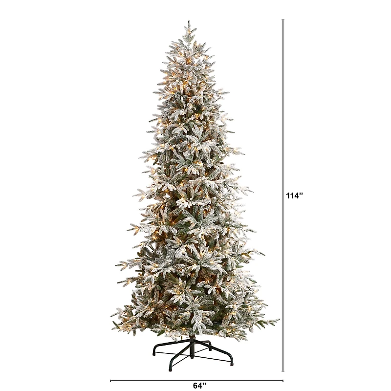 9.5ft. Pre-Lit Flocked Manchester Spruce Artificial Christmas Tree, 650 Lights