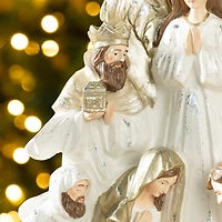 Glitzhome® 13" Ivory & Gold Resin Nativity Figurine