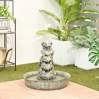 Green Resin Rustic Fountain, 19" x 20" x 19"
