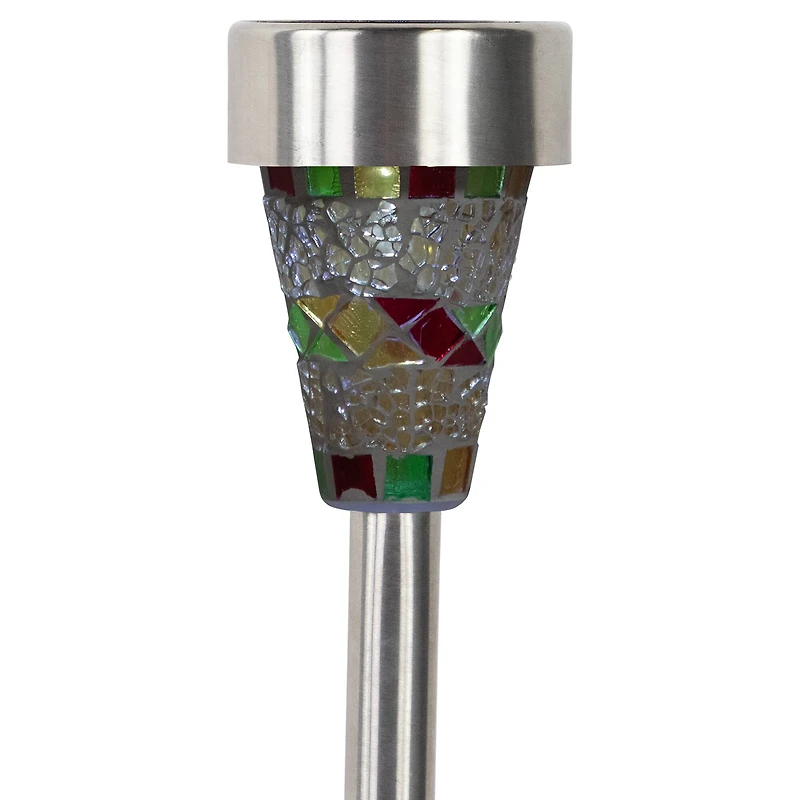 15.5" Mosaic Stained Glass Solar Powered LED Pathway Markers