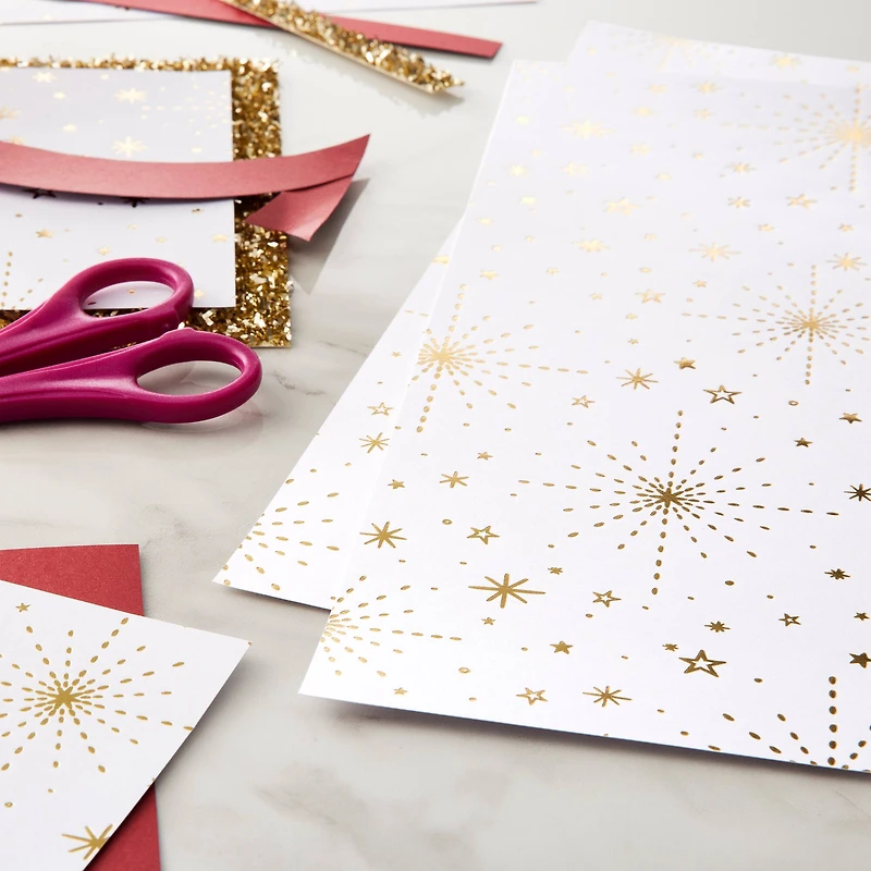 White & Gold Star Cardstock Paper by Recollections™, 12" x 12"