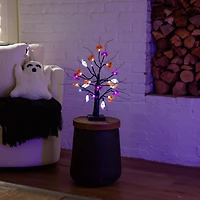 18in. Pre-Lit Artificial Halloween Ghost, Bats & Pumpkins 24 LED Lighted Ornament Tree