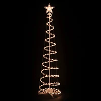 2 Pack Pre-Lit White Outdoor Spiral Cone Christmas Trees