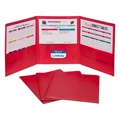 C-Line® Red 3-Pocket Poly Portfolios, 24ct.