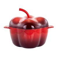 MegaChef 3qt. Red Pepper Shaped Enameled Cast Iron Casserole