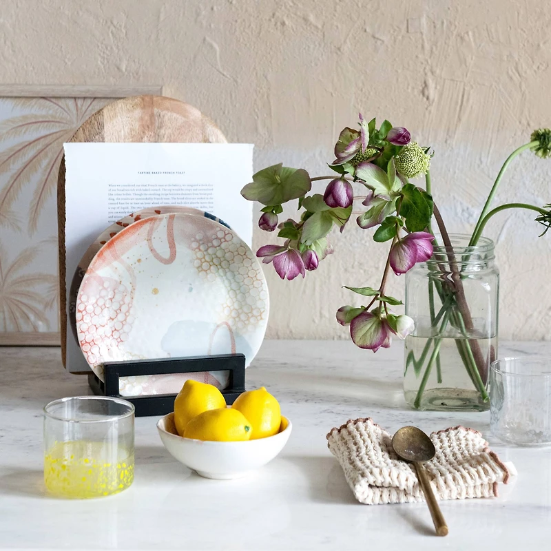 Hello Honey® 8.5" Abstract Elegance Stoneware Plate Set