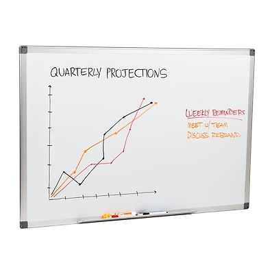 Mind Reader Dry Erase Magnetic White Board, Wall Mount with Eraser Marker Shelf, White