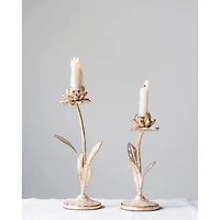Hello Honey® Gold Metal Flower Shaped Taper Candle Holder Set