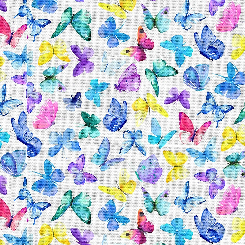 Fabric Editions White Butterflies Cotton Fabric