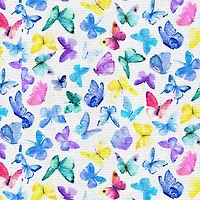 Fabric Editions White Butterflies Cotton Fabric