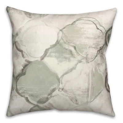 Green Gray Quatrefoil Throw Pillow
