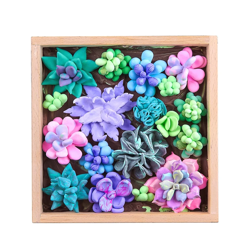 OKTO DIY Wood & Craft Tenderness Succulents Clay Kit