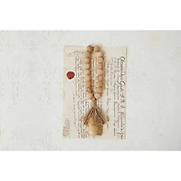 Hello Honey® 13" Antique Gold Finish Metal Bell & Mango Wood Bead Door Hanger with Jute Fringe