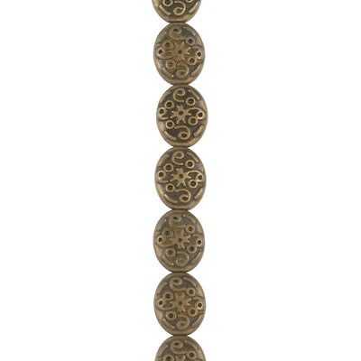 Oxidized Brass Metal Flat Oval Beads, 13mm by Bead Landing™