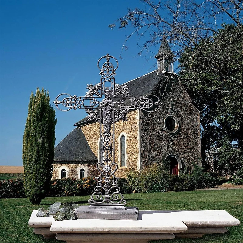 Design Toscano The Veneration: Our Lady of the Roses Iron Cross Statue
