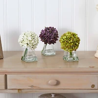 Green, Purple & White Hydrangea with Vase, 3ct.