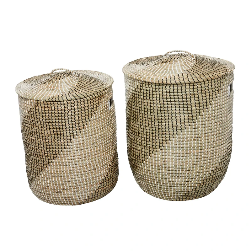 Brown Sea Grass Contemporary Storage Basket Set
