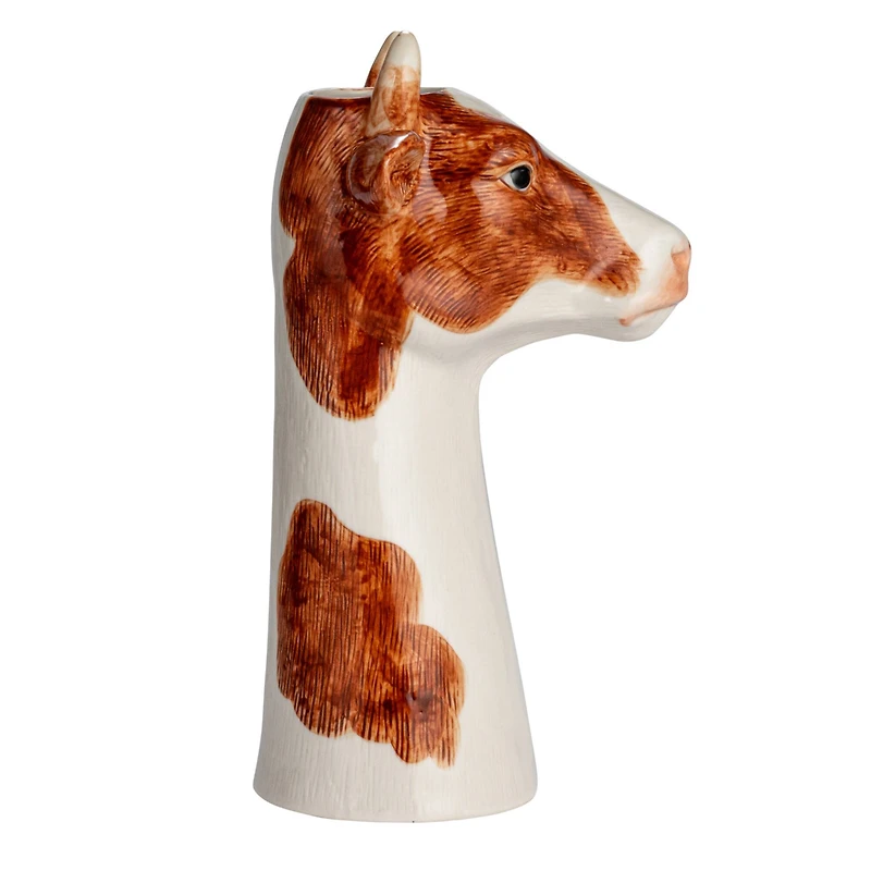 Hello Honey® 12.5" Brown & White Hand-Painted Decorative Stoneware Cow Vase