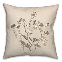 18" x 18" Charcoal Tan Botanicals Texture II Indoor & Outdoor Throw Pillow
