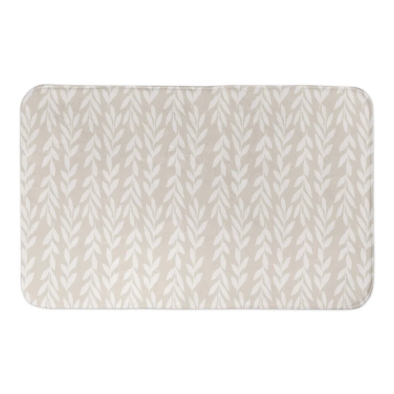 Neutral & White Fall Leaves Bath Mat