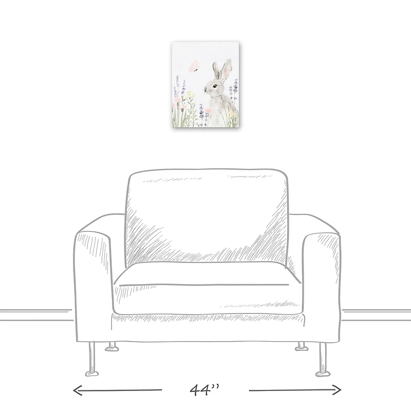 11" x 14" Floral Pasture Bunny Canvas Wall Art