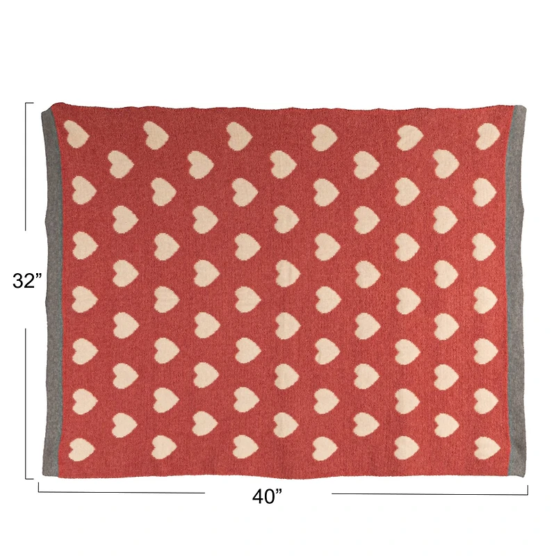 Hello Honey® Pink & White Hearts Cotton Knit Chenille Baby Blanket