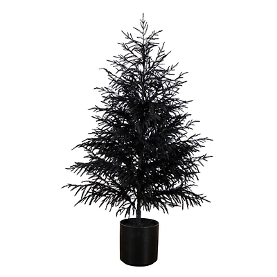 5ft. Artificial Halloween Real Touch Black Norfolk Pine Christmas Tree with Natural Look