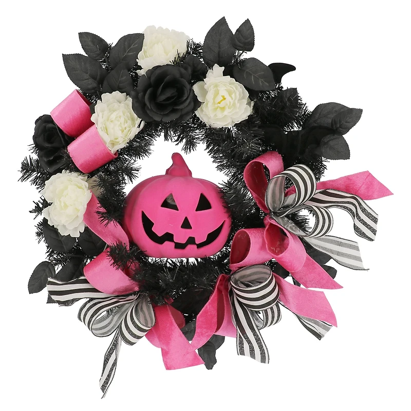 24" Pink Jack-o'-Lantern Wreath by Ashland®