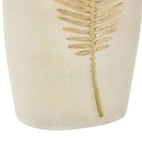 Cream Polystone Vase with Gold Leaf Relief