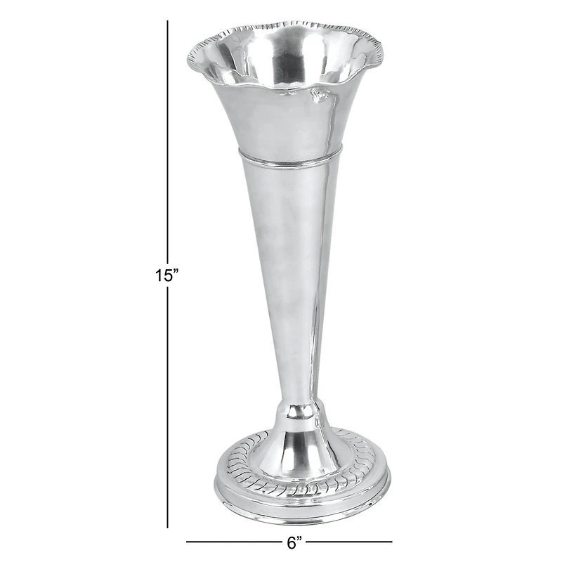 The Novogratz 15" Silver Aluminum Traditional Vase